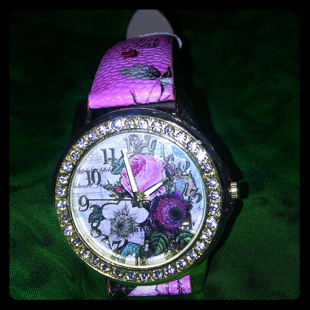 Pink rose fashion watch